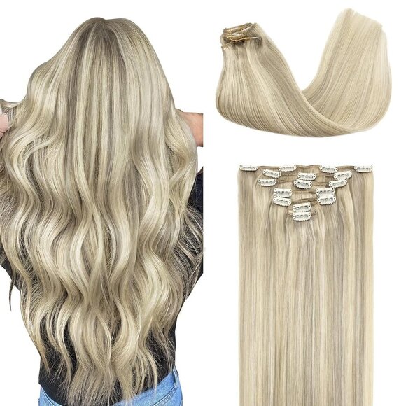 Clip in Hair Extensions Real Human Hair, Remy Human Hair Extensions Clip ins for - Picture 1 of 10